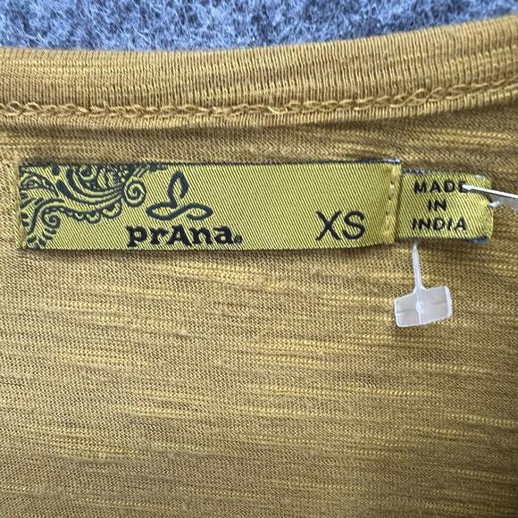 Prana Top Womens XS Mustard Yellow Ocupas Popover Pintuck Organic Athleisure - Picture 9 of 13